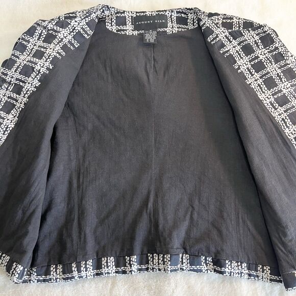 August Silk Vintage 100% Silk Blazer Black & White Women’s M - Picture 9 of 9